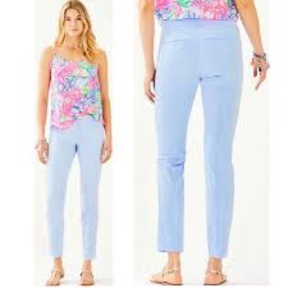 Lilly Pulitzer Kelly Light Blue Textured Pants 6 - Picture 6 of 11